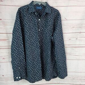 Fairline Floral Print Button Front Pocket Shirt Long Sleeve Large